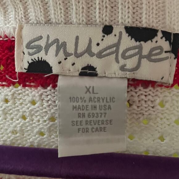 Smudge Patriotic Flag Sweater Made USA Red White Blue Stars & Stripes Size XL - Picture 5 of 8